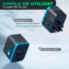 incarcator universal fast charge uk usa eu priza adaptor type c usb 4 porturi rose gold 12 - Timebox
