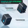 incarcator universal fast charge uk usa eu priza adaptor type c usb 4 porturi rose gold 16 - Timebox