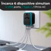 incarcator universal fast charge uk usa eu priza adaptor type c usb 4 porturi rose gold 8 - Timebox