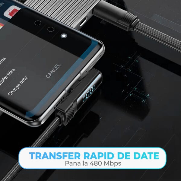 1725712315 cablu de date si incarcare rapida fast charge 100w usb c type c nylon iphone 15led samsung huawei 4 - Timebox