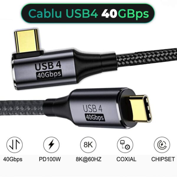 1725736074 Cablu de date si Incarcare Rapida Timebox USB4 100W 40Gbps Type C la Type C 8K 4K 60hz 2 1 - Timebox