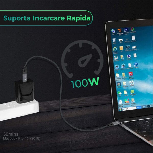 1725736082 Cablu de date si Incarcare Rapida Timebox USB4 100W 40Gbps Type C la Type C 8K 4K 60hz 4 - Timebox