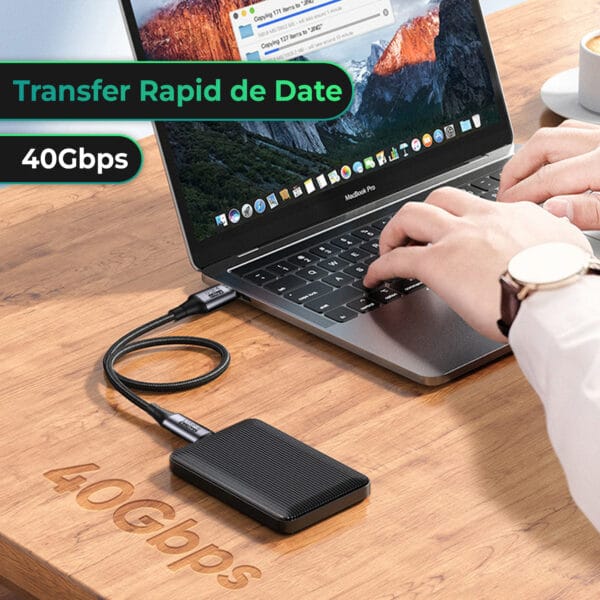 1725736087 Cablu de date si Incarcare Rapida Timebox USB4 100W 40Gbps Type C la Type C 8K 4K 60hz 5 - Timebox