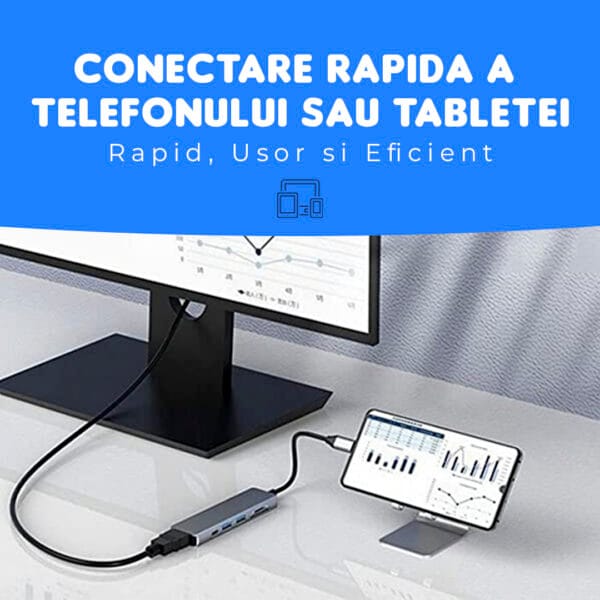 Hub USB 6 in 1, Type-C / USB 3.0. Cu Port HDMI 4K, Card Reader TF/SD, 87W, 480 Mbps, 5 Gbps, Compatibil laptop MacBook, PC, Aluminiu, Argintiu 4 - Timebox 41303827 - Timebox