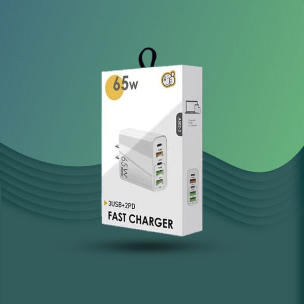 Incarcator Retea Timebox, 5 Porturi, 65W Fast Charge, 2 x Type-C, 3 x USB, QC 3.0, Compatibil iPhone, Samsung, Huawei, Negru 5 - Timebox 42299970 - Timebox