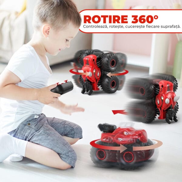 Masina cu telecomanda RC Monster Truck 4x4 lumini LED Pulverizare Rotire 360 pentru copii 3 2 - Timebox