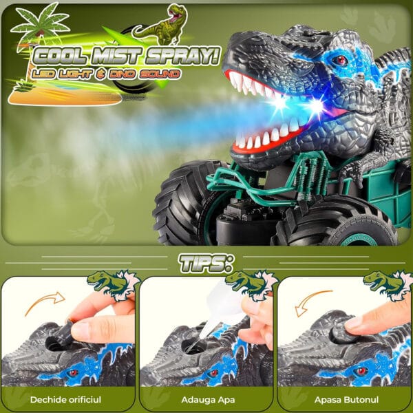 Masina cu telecomanda RC Monster Truck 4x4 lumini LED Pulverizare Rotire 360 pentru copii 3 3 - Timebox