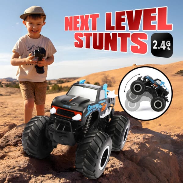 Masina cu telecomanda RC Monster Truck 4x4 lumini LED Pulverizare Rotire 360 pentru copii 5 1 - Timebox