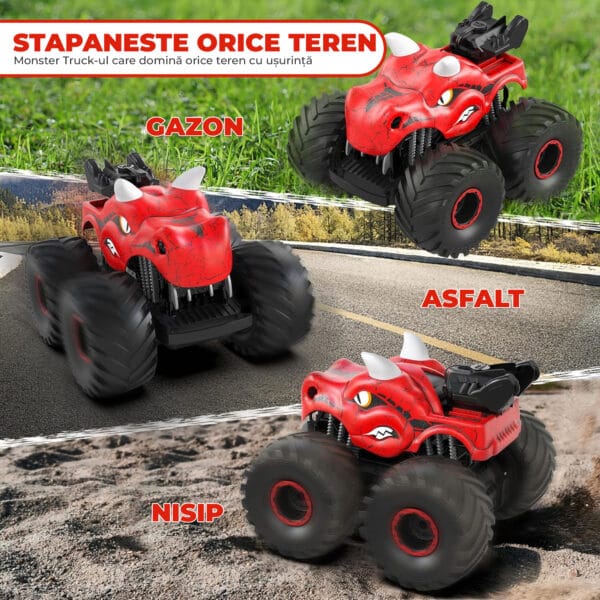 Masina cu telecomanda RC Monster Truck 4x4 lumini LED Pulverizare Rotire 360 pentru copii 6 1 - Timebox