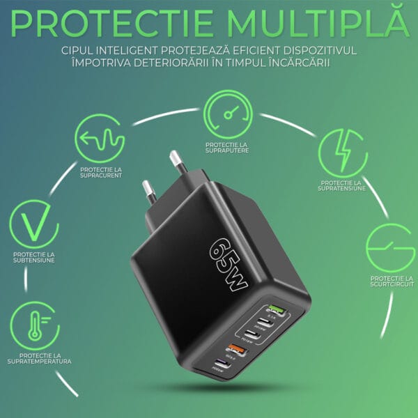 incarcator universal fast charge type c usb c laptop telefon iphone huawei xiaomi incarcare rapida 3 - Timebox