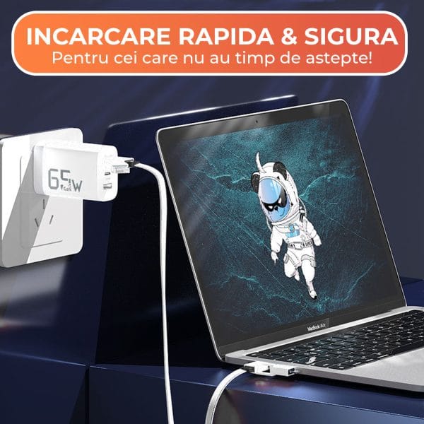Cablu de date si Incarcare Rapida 4 in 1 Fast Charge 65W 1.5m USB Lightning Type C iPhone Huawei Macbook Xiaomi Laptop 10 - Timebox