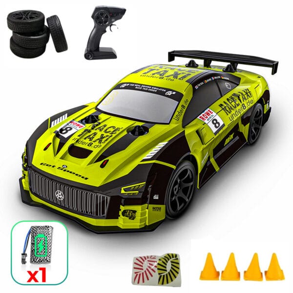 Masina cu telecomanda RC Timebox Drift car 20kmh lumini LED cauciucuri interschimbabile 1 - Timebox