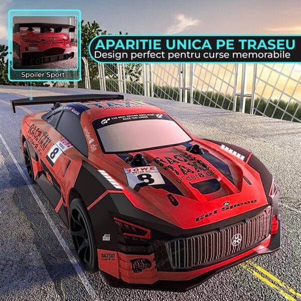 Masina cu telecomanda RC Timebox Drift car 20kmh lumini LED cauciucuri interschimbabile 13 - Timebox