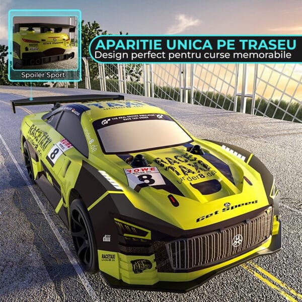 Masina cu telecomanda RC Timebox Drift car 20kmh lumini LED cauciucuri interschimbabile 5 - Timebox