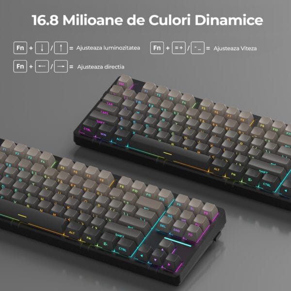 Tastatura Mecanica Gaming Timebox Wireless 2.4G Bluetoot cu cablu Type C USB Reciver Compatibil laptop telefon tableta negru 7 - Timebox